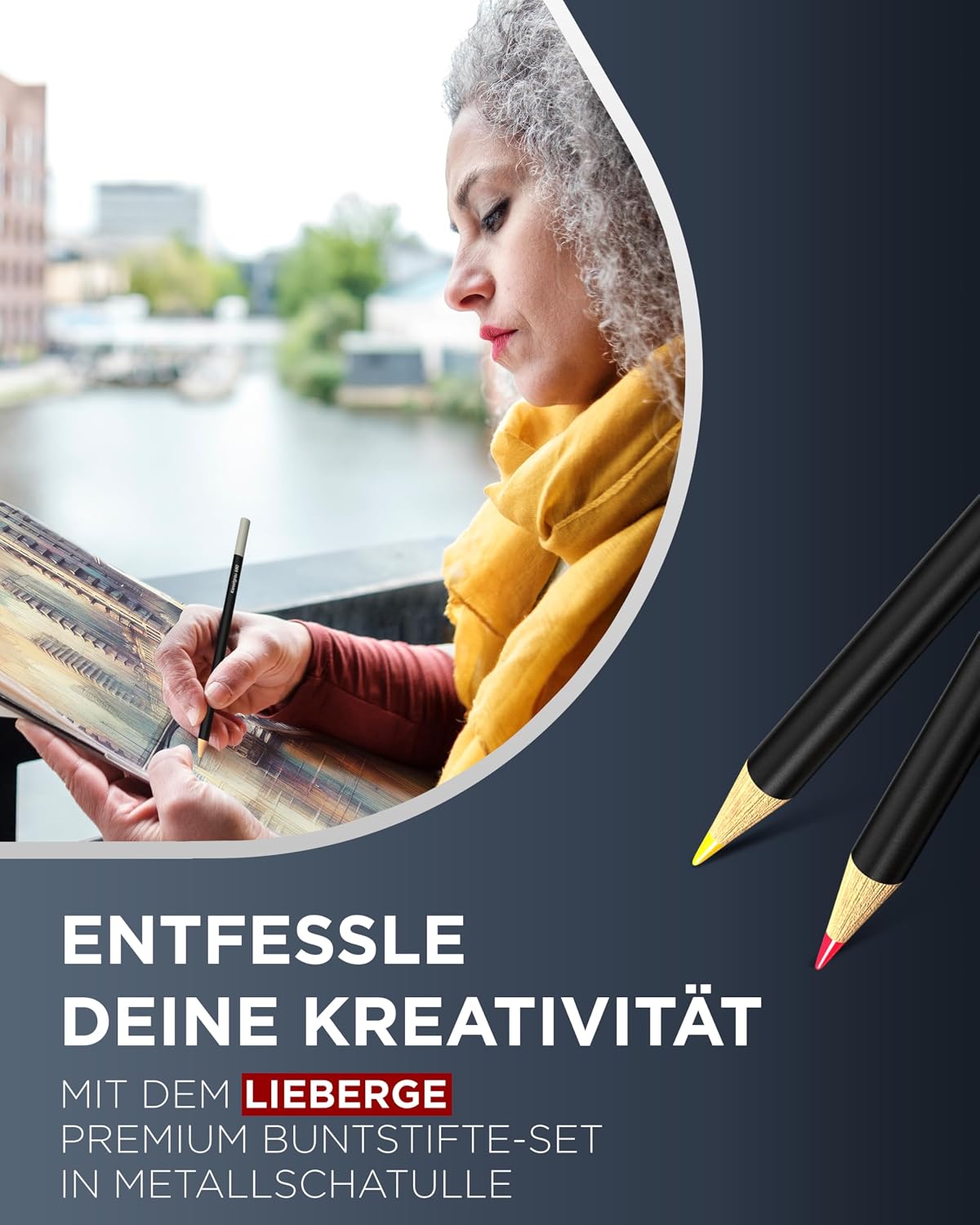 Thumbnail 1 de LIEBERGE Premium Buntstifte Set in Metallschatulle – 72 Farben, bruchsichere Minen, weiche Farbabgabe