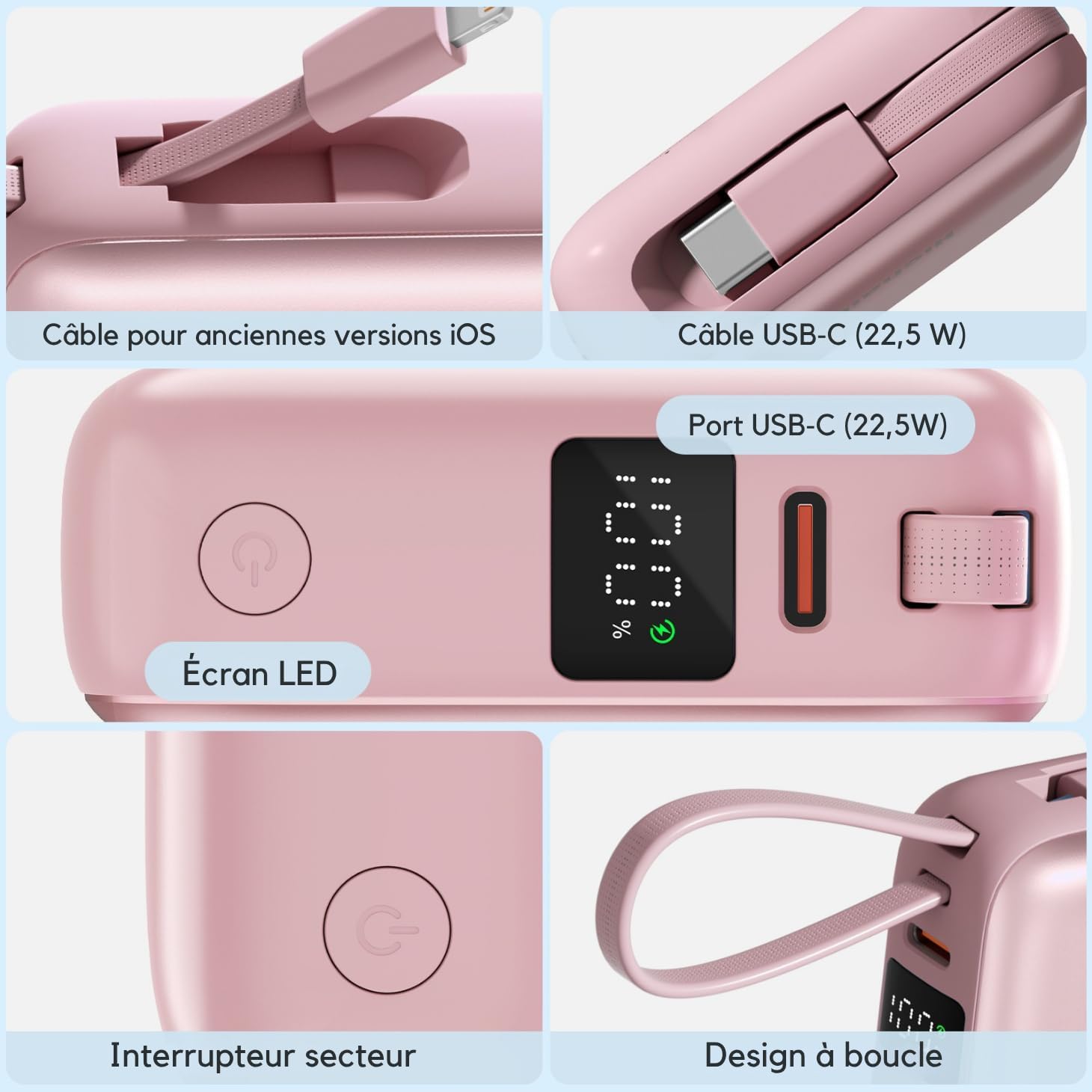 Detalle 2 de Hichain Mini 10000mAh 22,5W Powerbank