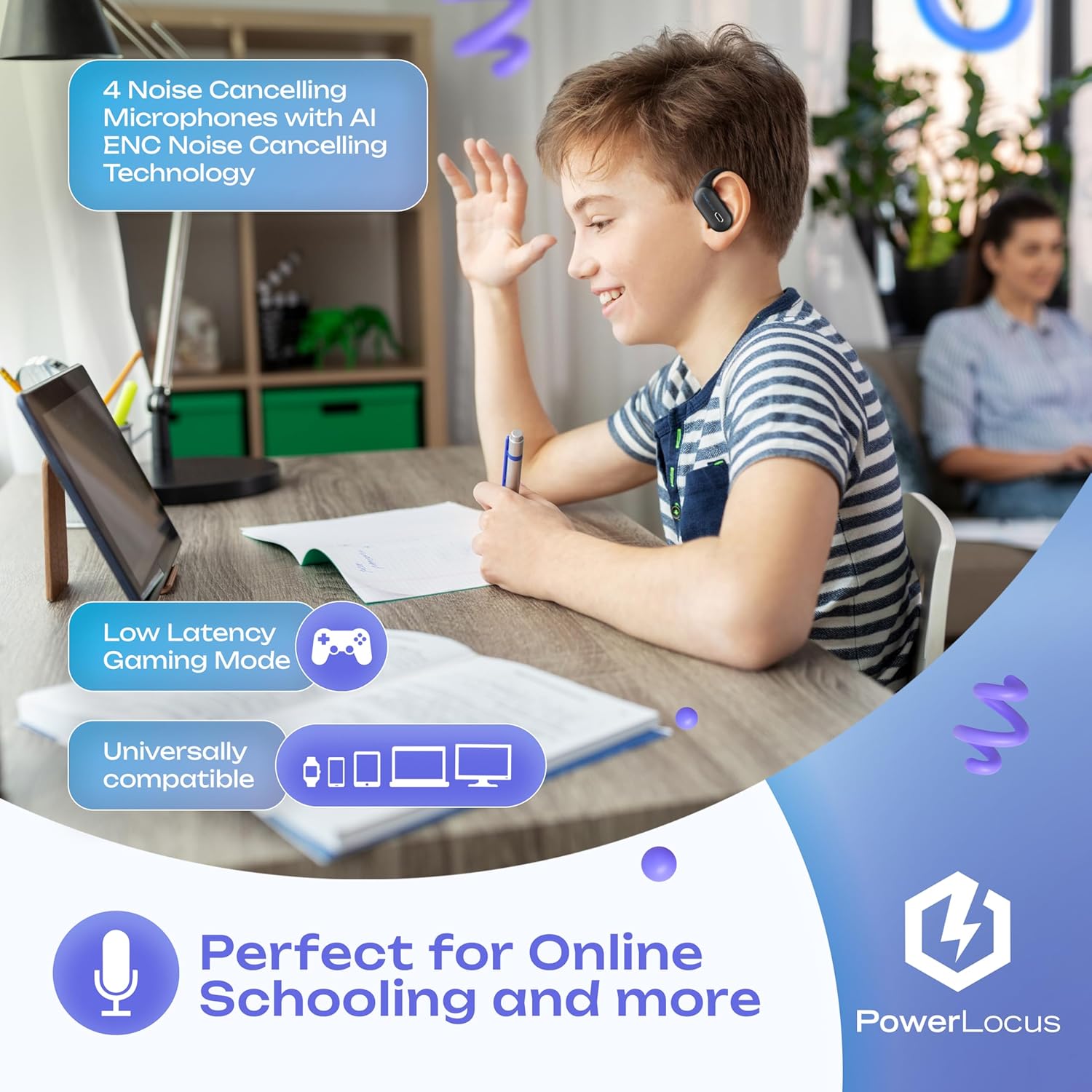 Thumbnail 1 de PowerLocus Kids Wireless Open-Ear Headphones (Blue)