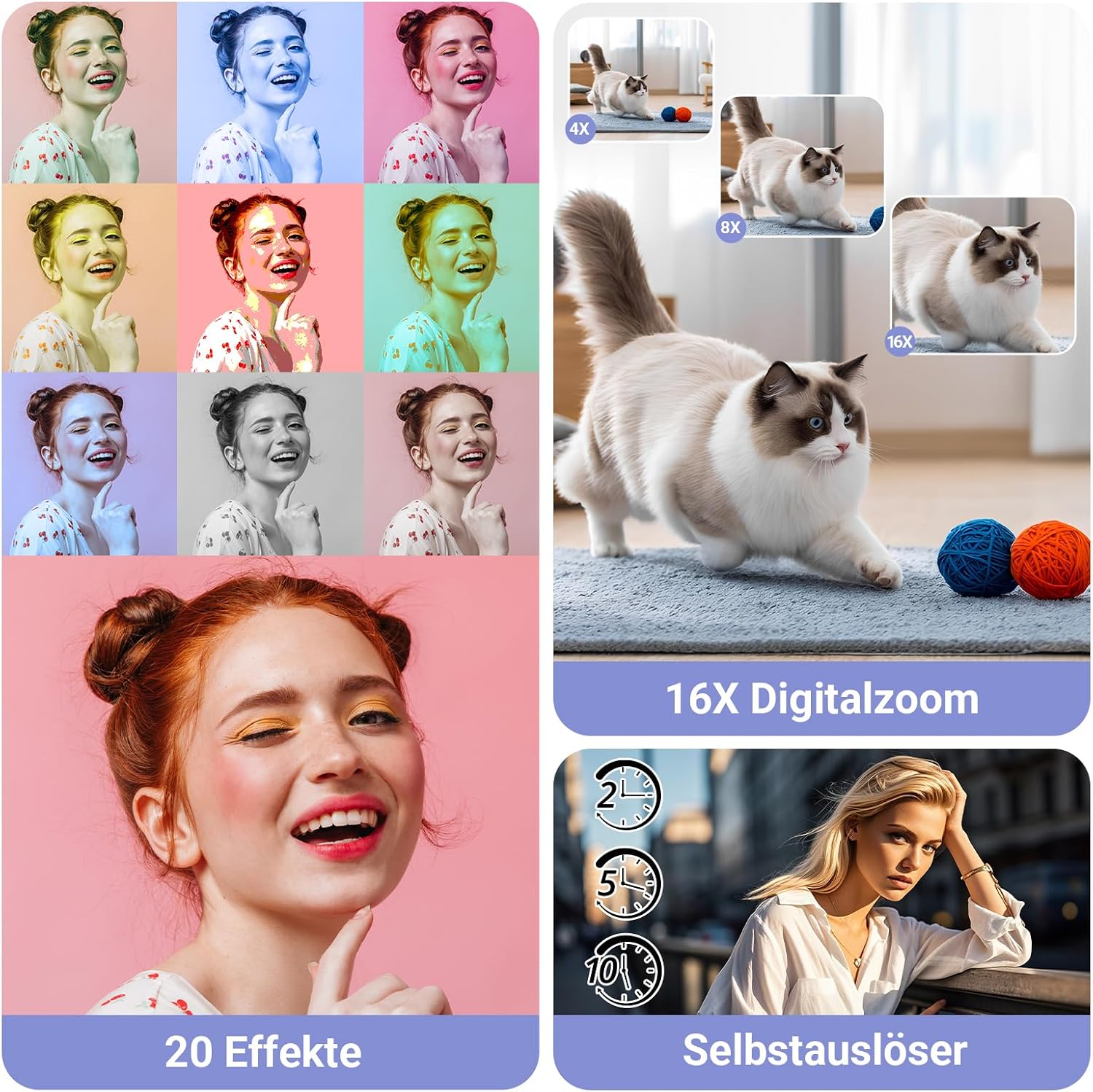 Detalle 2 de Digitalkamera mit WLAN 4K 64MP – kompakte Allround-Kamera für Vlogging & Fotografie