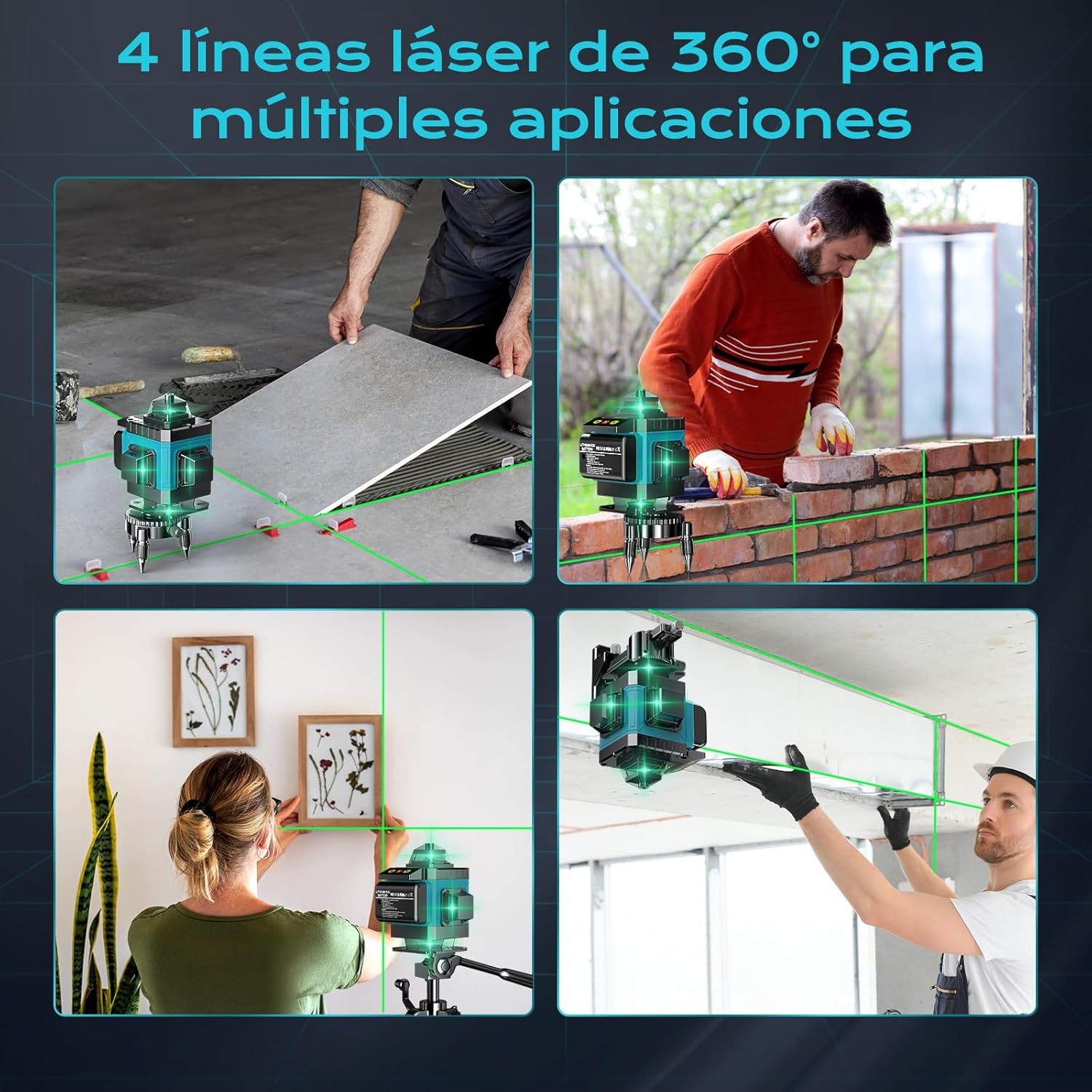 Thumbnail 4 de Nivel láser 4D 360° 16 líneas con trípode