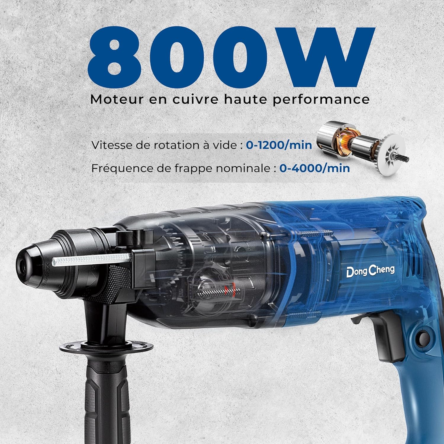 Thumbnail 1 de DongCheng marteau perforateur 800W – 4 en 1 avec énergie d'impact 2,8 J et SDS-Plus