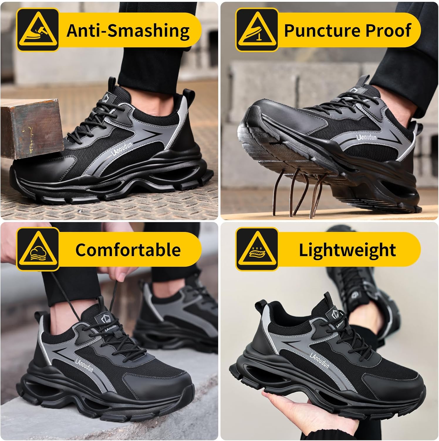 Detalle de LAoutun Safety Trainers Men Steel Toe Cap Trainer – Lightweight, Puncture-Resistant Work Shoes