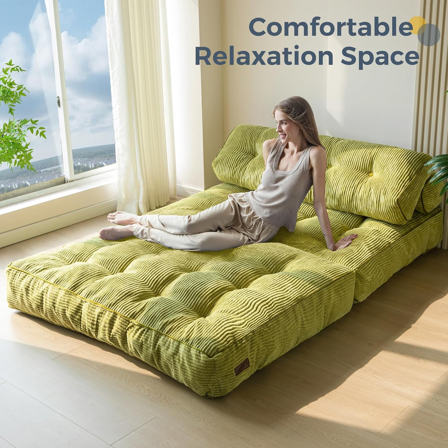 Thumbnail 6 de MAXYOYO Folding Sofa Bed – Convertible Sleeper Chair with Pillow, Navy (Double)