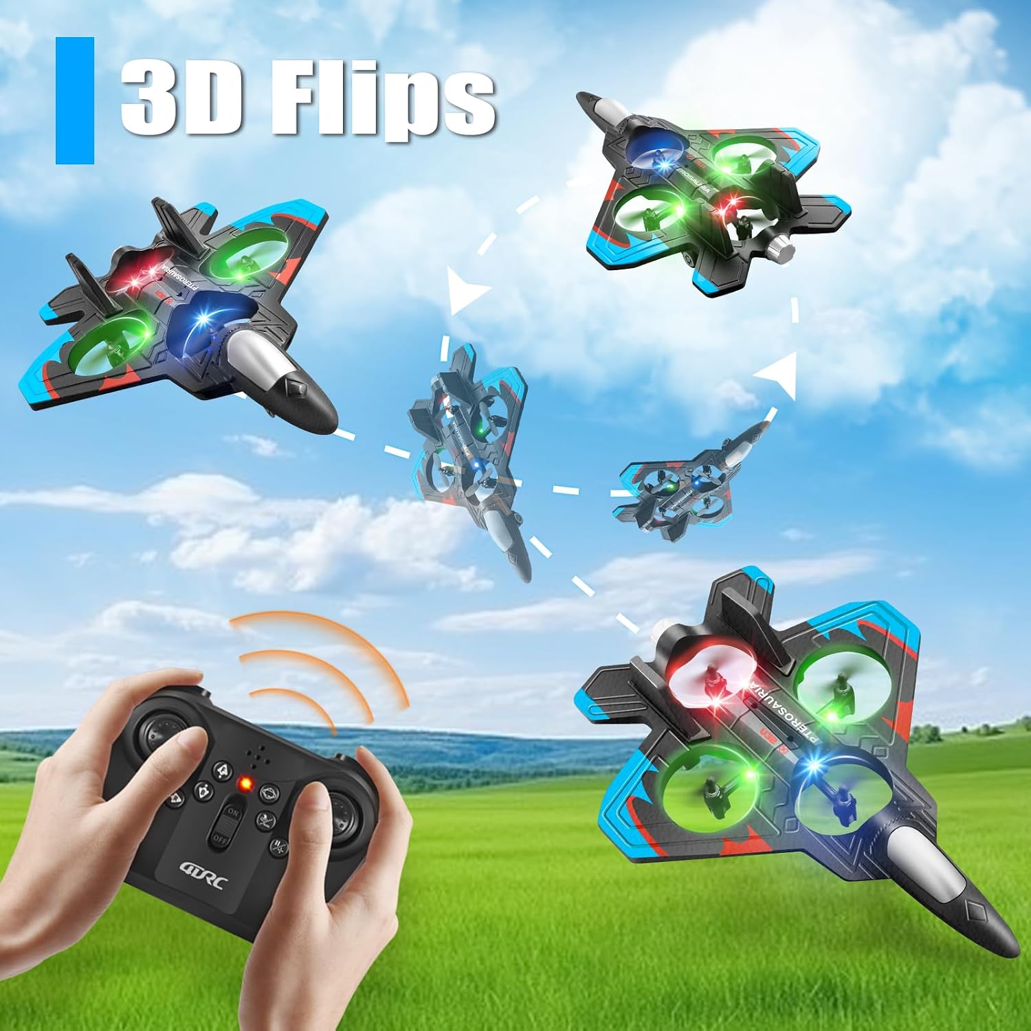 Detalle 1 de 4DRC V32 Foam RC Airplane with LED Lights, 360° Flips and Stunt Rolls