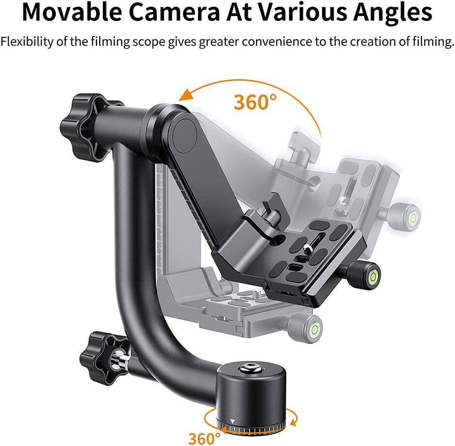 Thumbnail 6 de K&F CONCEPT 360 Degree Panoramic Gimbal Tripod Head with 1/4in Quick Release Plate (load up to 20kg/44lbs)