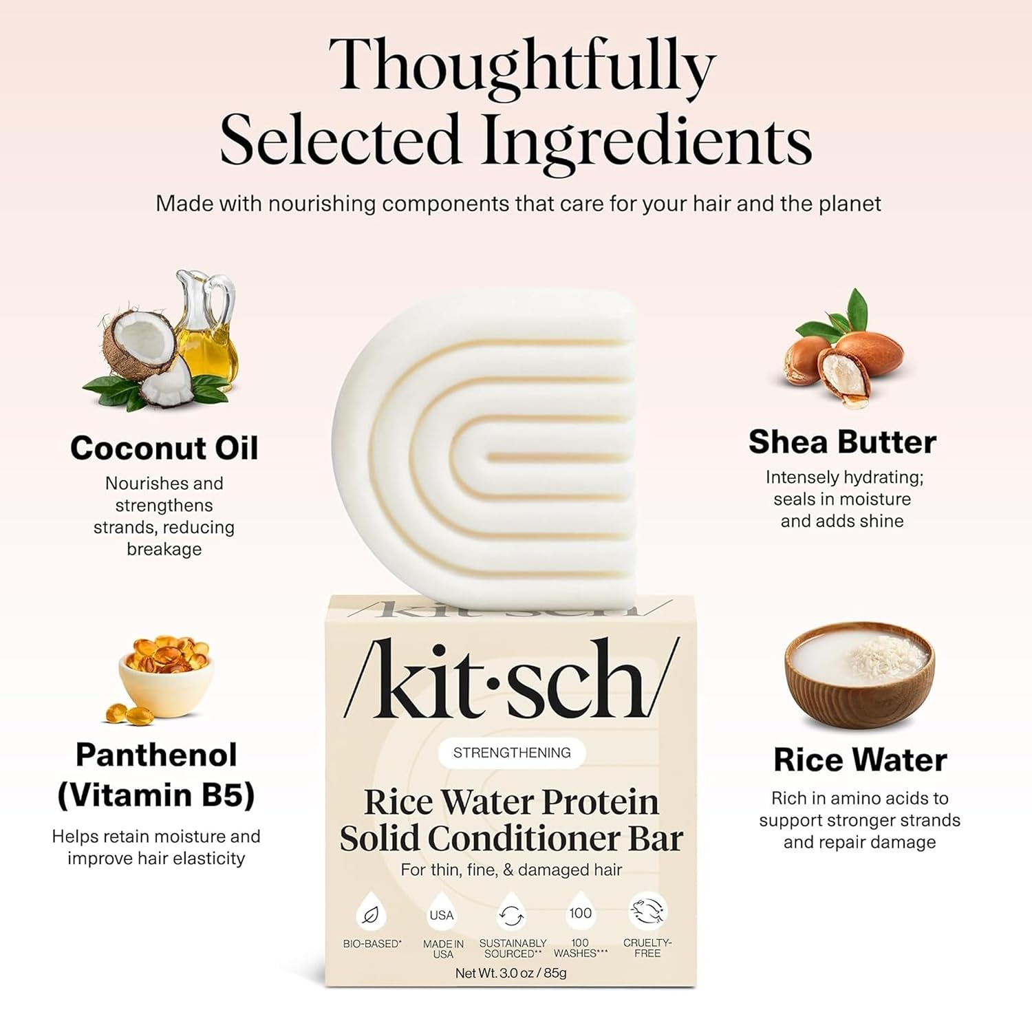 Detalle de Kitsch Rice Water Conditioner Bar for Hair Growth - 3 oz