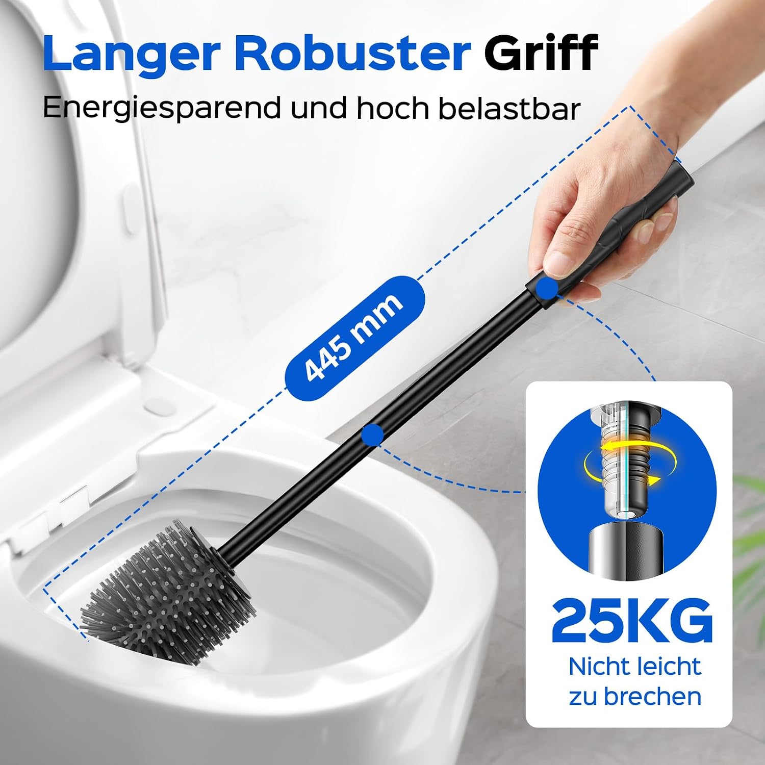Thumbnail 4 de HAMITOR Klobürste Silikon Edelstahl Schwarz Wandmontage