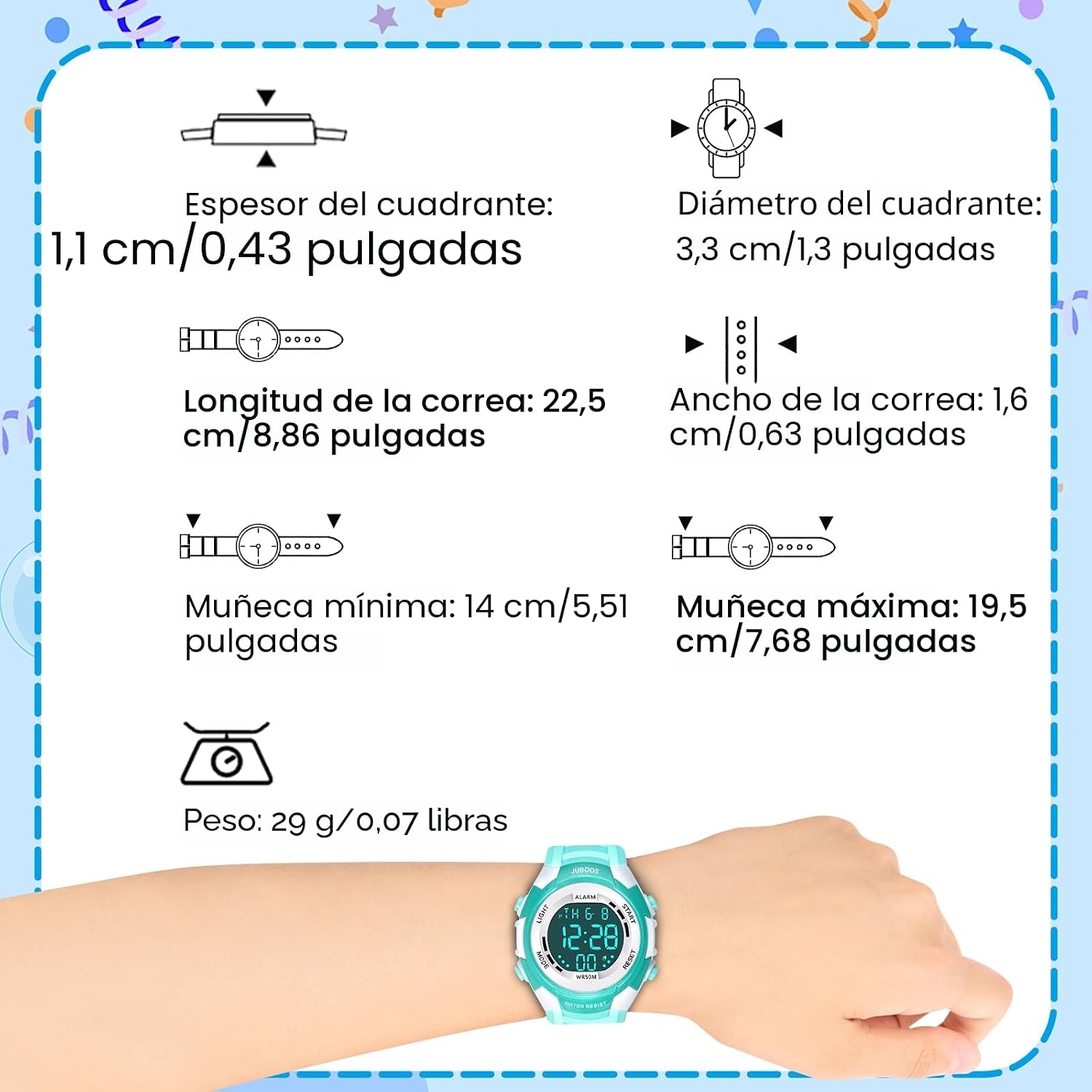 Thumbnail 4 de Juboos Reloj Digital Deportivo para Niños 5ATM