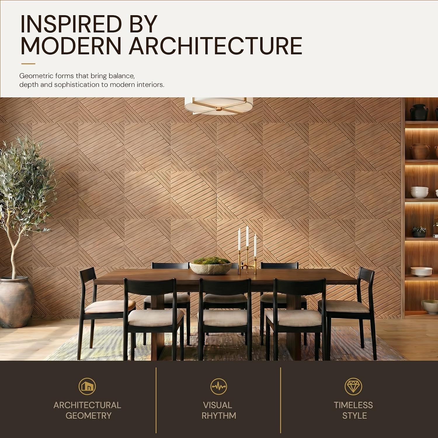 Detalle 1 de Knightsacoustic 16-Pack 12 x 12-Inch Faux-Wood Peel-and-Stick Acoustic Wall Panels