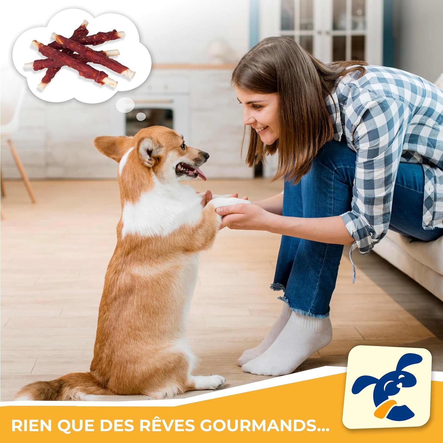 Detalle de Chewster Bâtonnets à mâcher au Canard – Paquet 85 pièces (800 g)