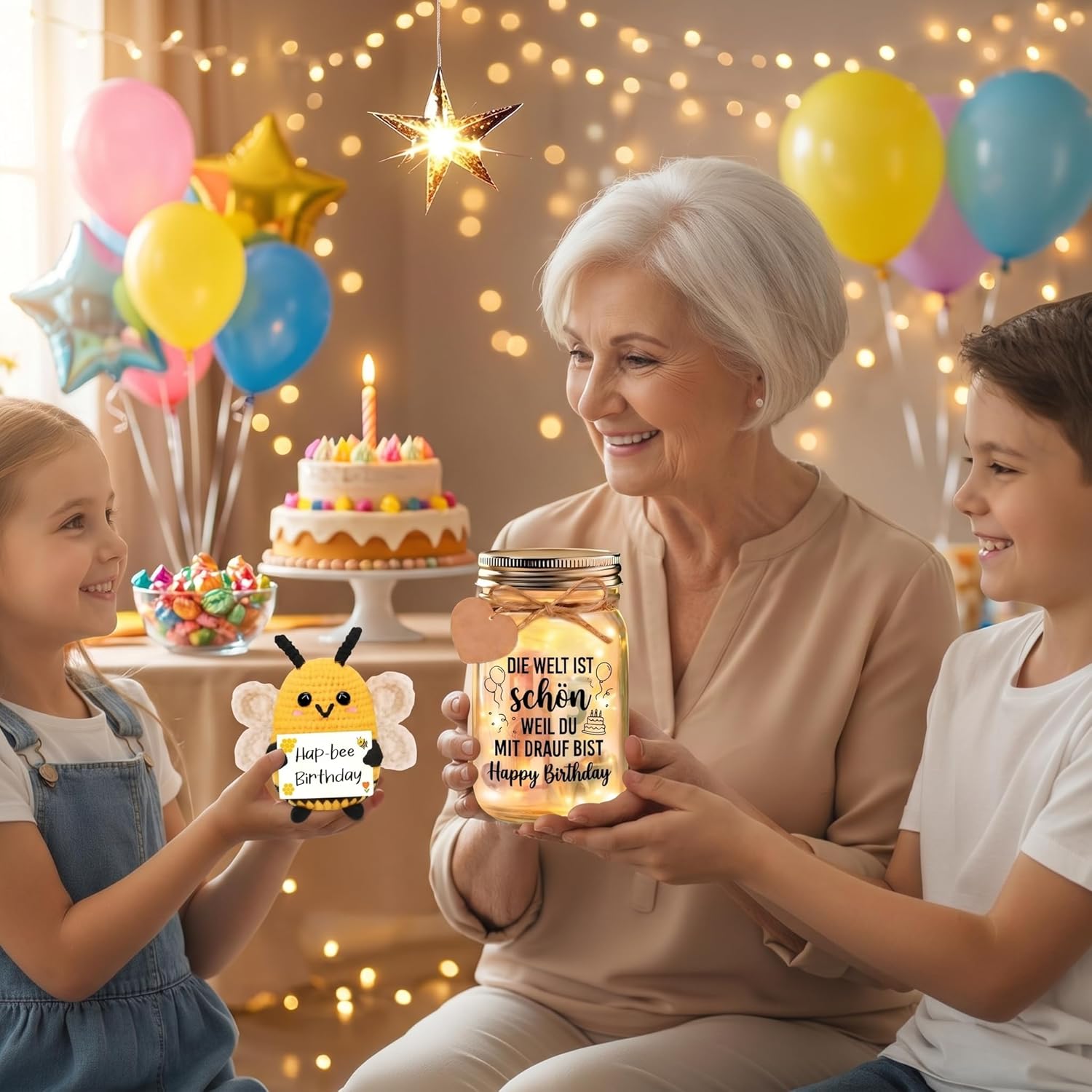 Thumbnail 5 de Johiux Geburtstag Geschenkset – Happy Birthday LED-Flaschenlicht mit Biene und Karte
