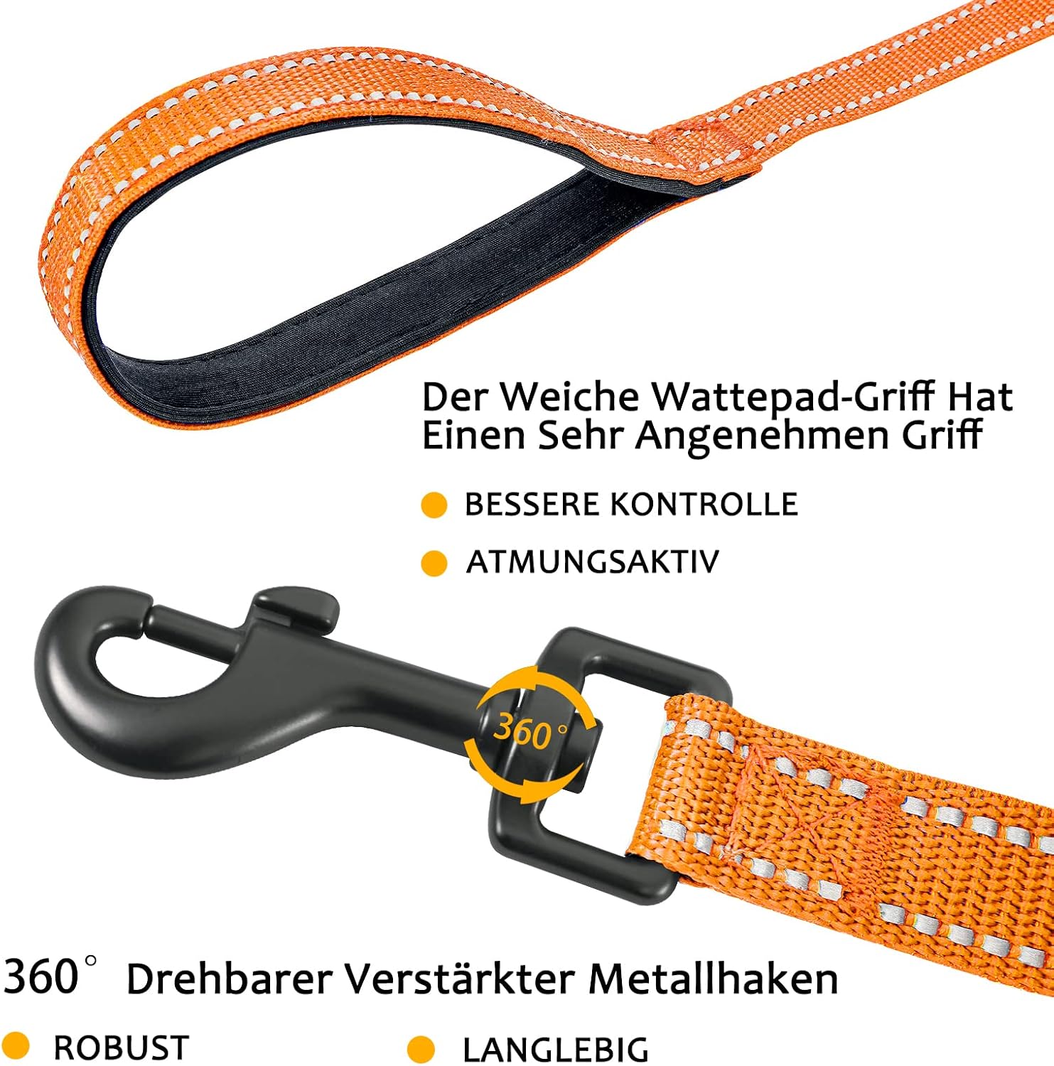 Detalle 2 de Demigreat Schleppleine für Hunde – reflektierendes Training, gepolsterter Griff, 3–20 m