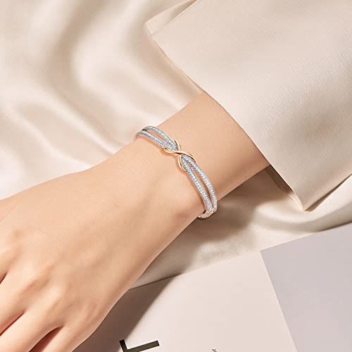 Detalle de Angelady Infinity Bracelet for Women – Rose Gold Plated 14K, Austria Crystal Detail