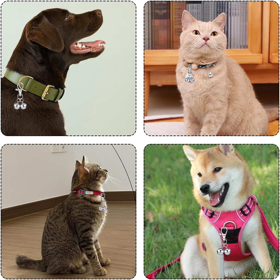 Thumbnail 6 de AddLotLot 8 PCS Mini Dog Collar Bells: Extra Loud Silver Zinc Alloy Charms for Cats & Dogs