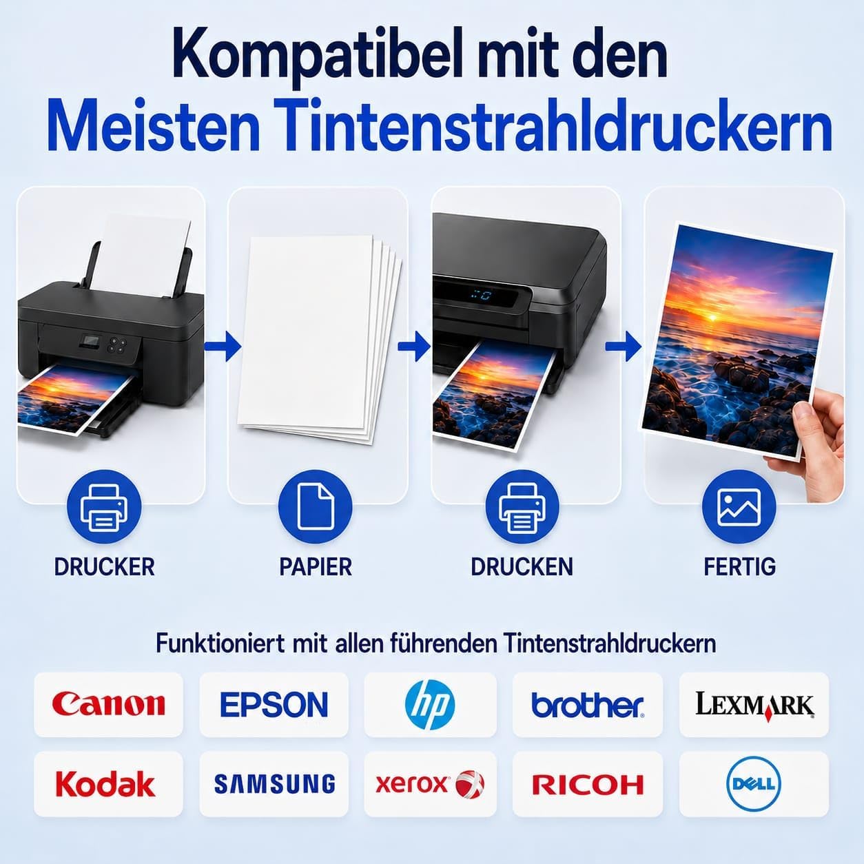 Detalle 2 de 100 Blatt Fotopapier 13x18 glänzend (240 g/m²) für Tintenstrahldrucker