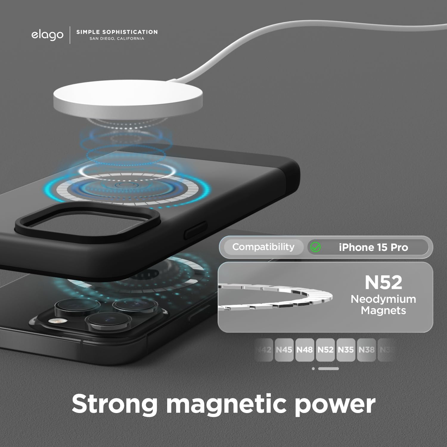 Thumbnail 5 de elago Magnetic Glide pour iPhone 15 Pro coque MagSafe, gris foncé/ noir