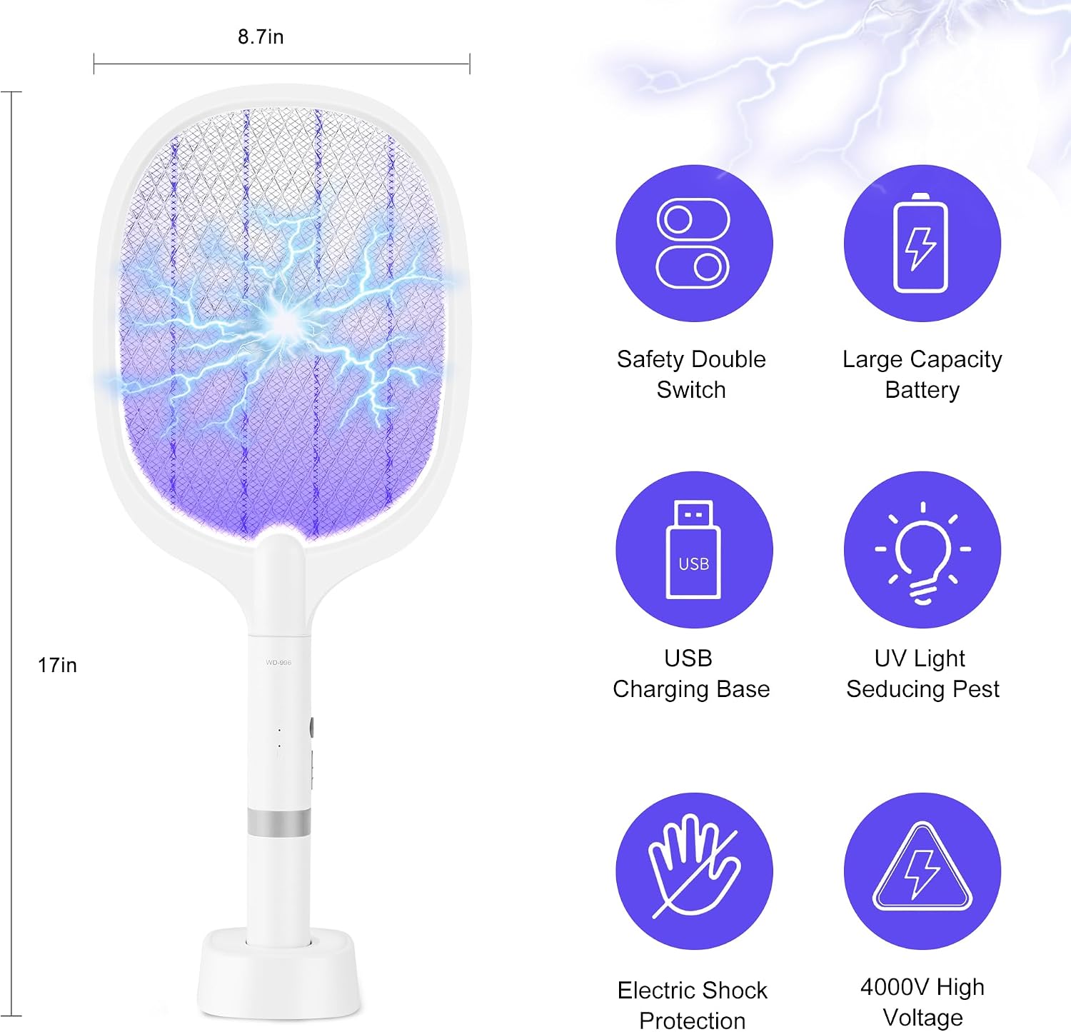 Detalle de Electric Fly Swatter Racket 2-Pack