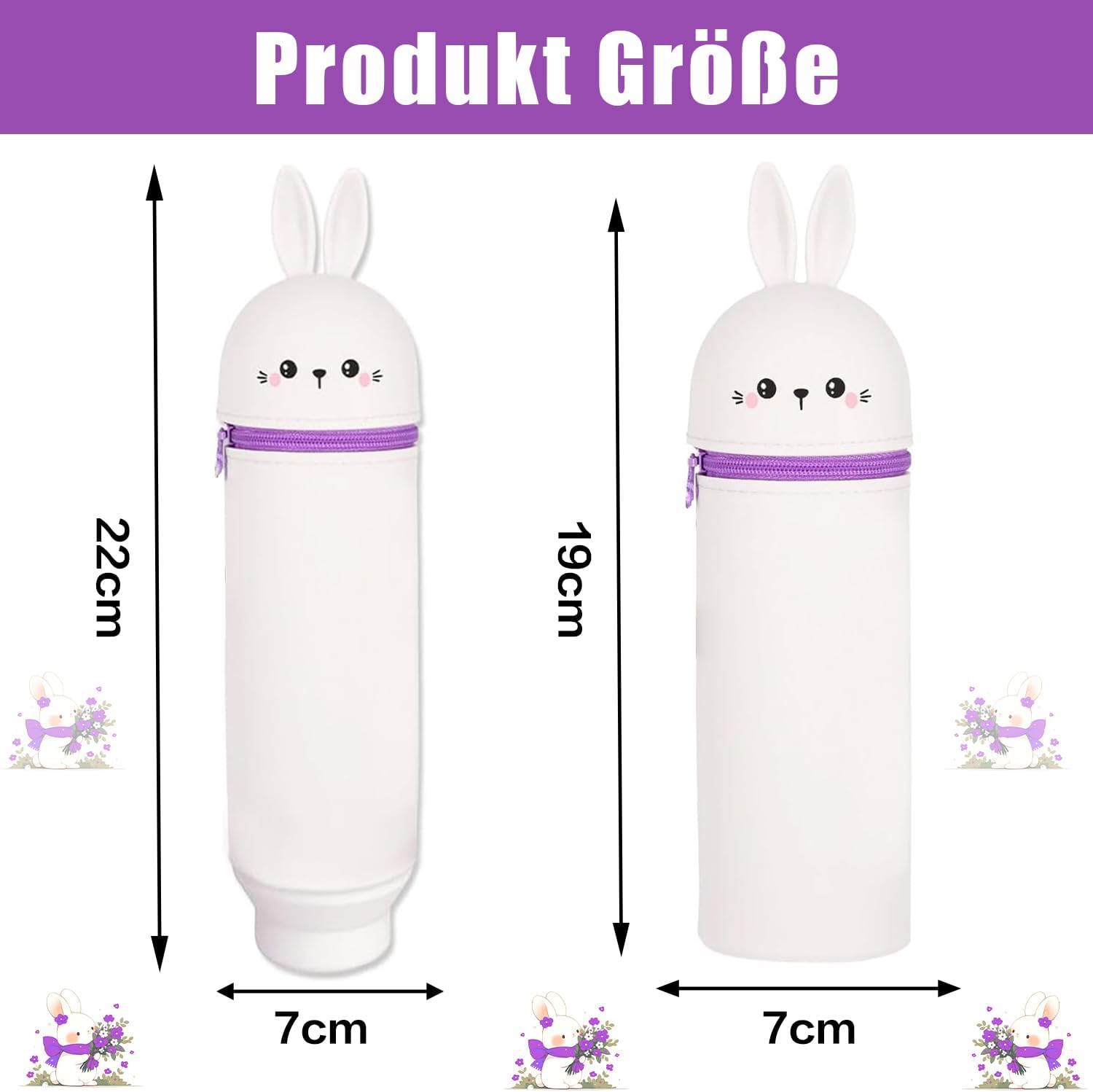 Thumbnail 1 de TwoduYoo Super weiches Silikon-Federmäppchen Häschen, Wasserdicht & 22 cm – ideal für längere Stifte
