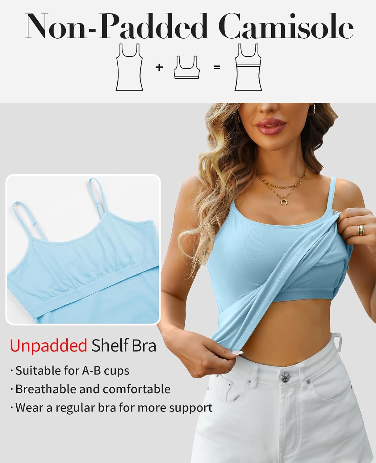 Thumbnail 3 de V FOR CITY Women's Cotton Cami, 2-Pack