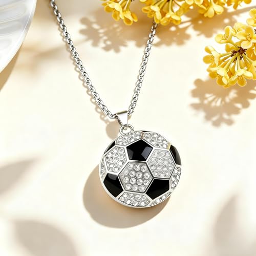 Thumbnail 6 de AIENYOU 3-teiliges Fußball-Schmuckset mit Kette und Armband, Silber