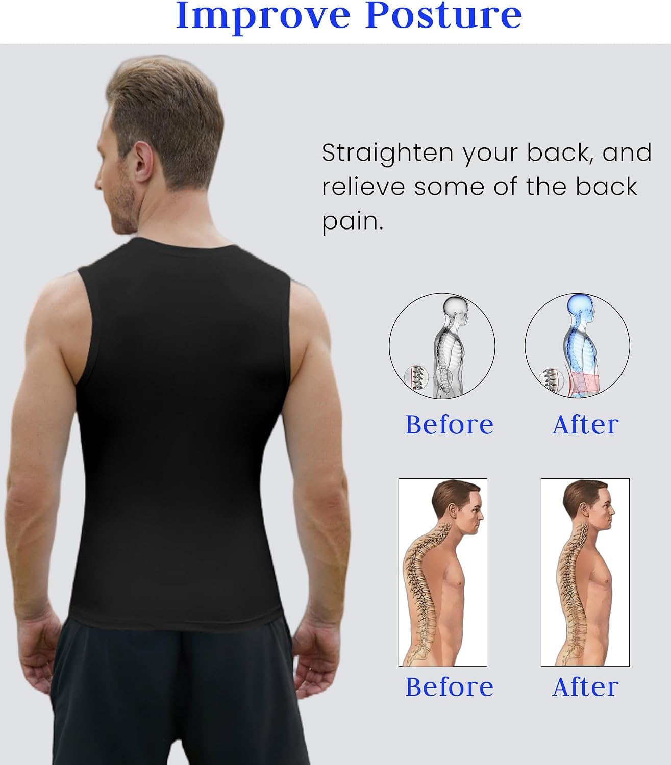 Thumbnail 4 de XINGCOOL Men's Compression Tank Top, Crewneck Nylon-Spandex Shapewear