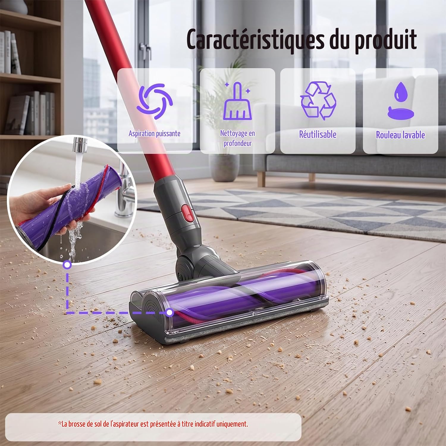 Detalle de Veralendia 967483-04 elektrische turbineborstel voor Dyson V7–V15