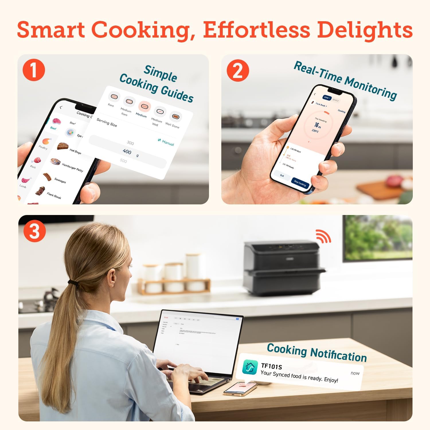 Detalle de Cosori Dual Air Fryer 10L for dual-zone cooking