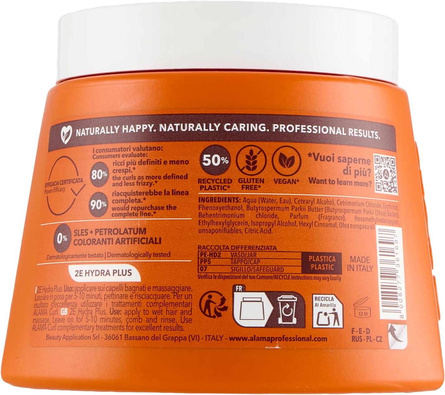 Detalle 2 de Alama Professional Curl Maschera per Capelli Ricci e Mossi 500 ml: idratazione duratura e controllo crespo