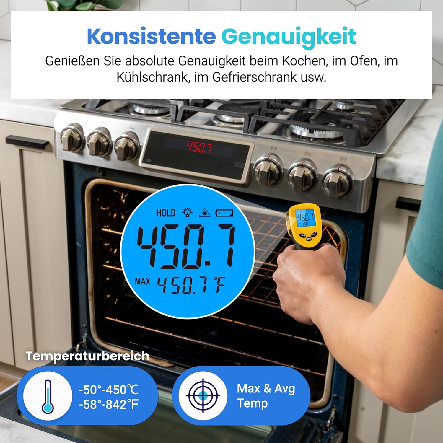 Detalle 2 de Infrarot-Thermometer -50 bis 450 °C für Küche