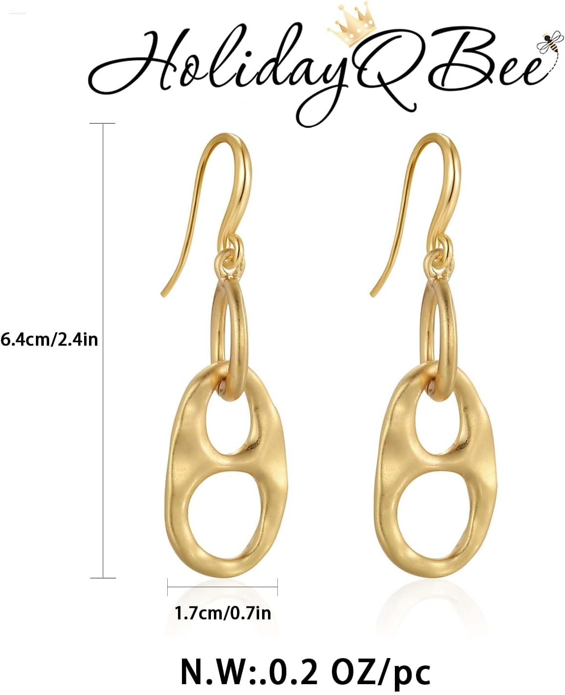Thumbnail 3 de HolidayQbee Gold Earrings for Women – Hypoallergenic Lightweight Drop Earrings