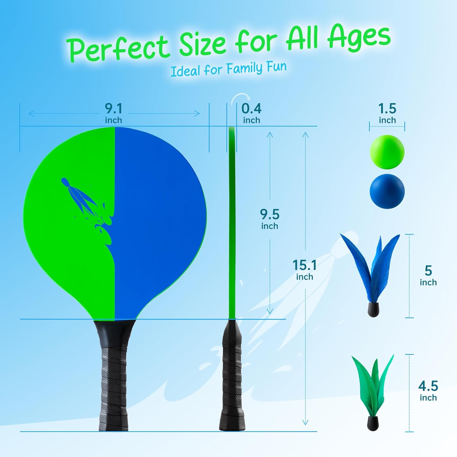 Detalle 2 de U&C Planet Beachball Set – Strandpaddel-Spiel aus Holz für Kinder und Familie