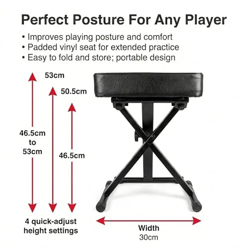 Detalle de RockJam Adjustable Piano Bench & Keyboard Stool
