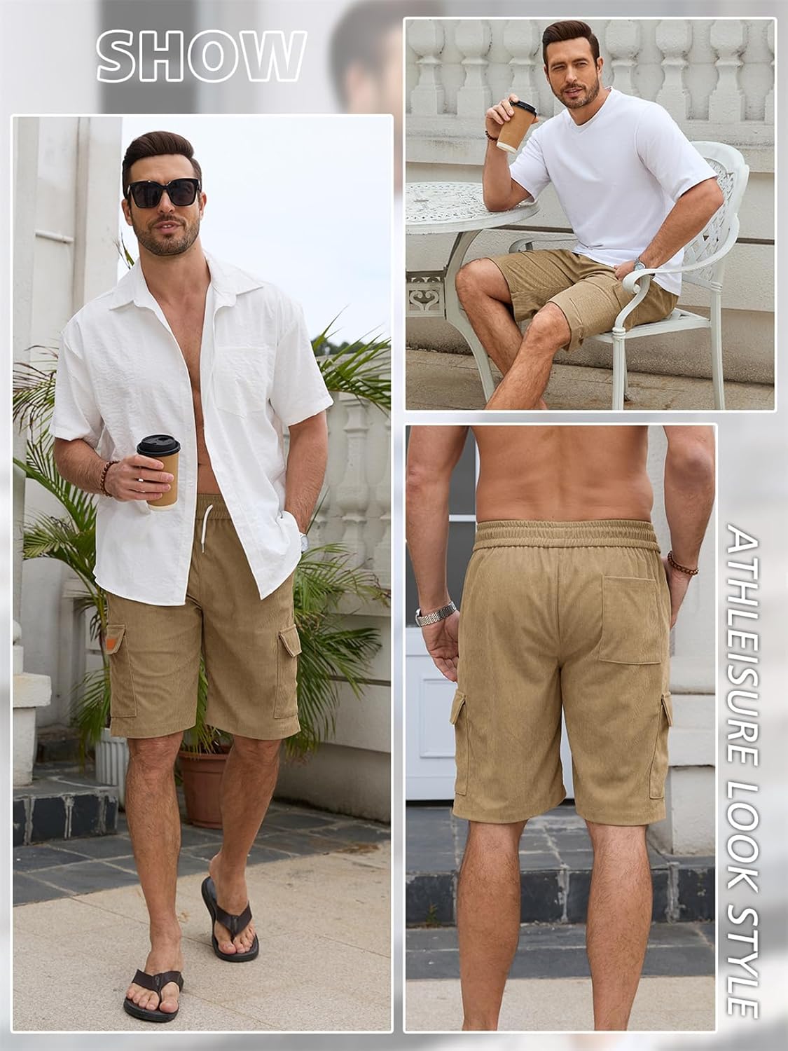 Thumbnail 3 de EDOTON Men's Summer Cargo Shorts with 4 Pockets and Drawstring – Casual & Practical