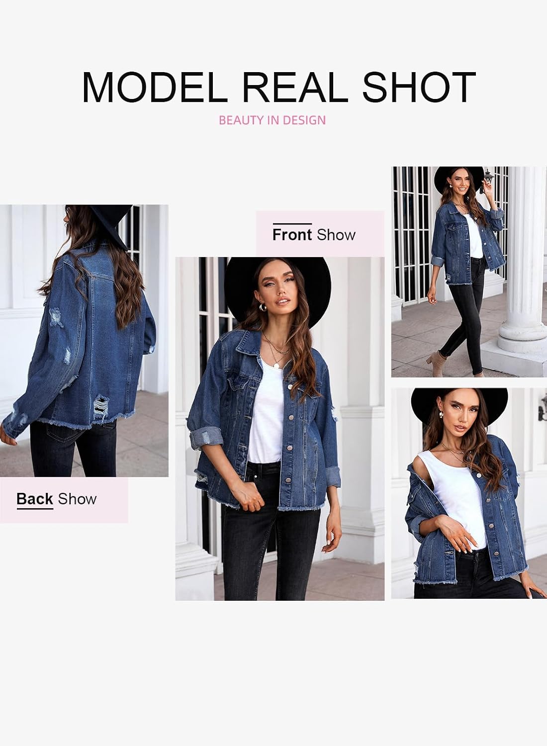 Thumbnail 3 de EVALESS Denim Cropped Boyfriend Jacket