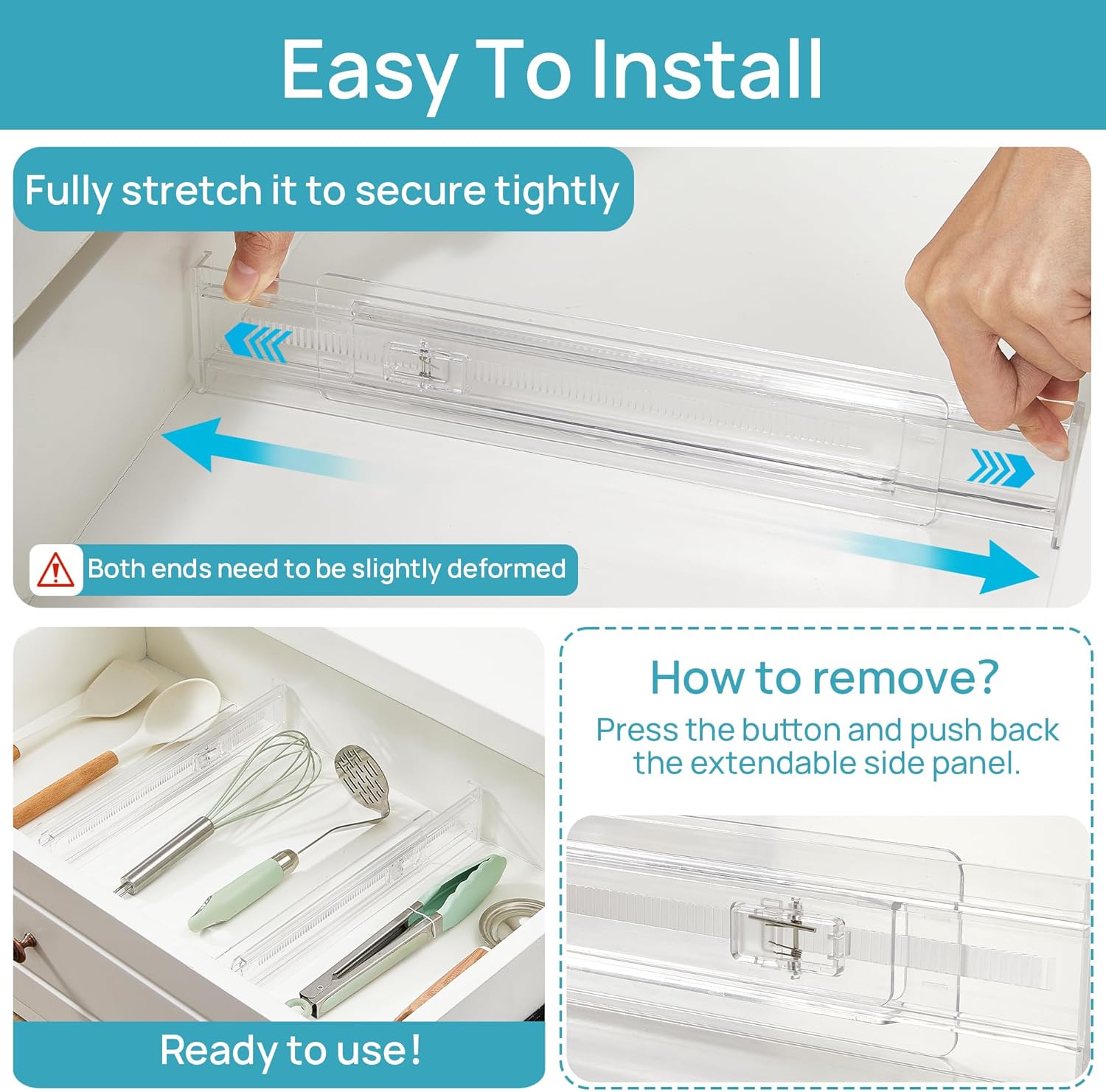 Thumbnail 3 de Vtopmart 4 Pack Shallow Drawer Dividers 2.36"