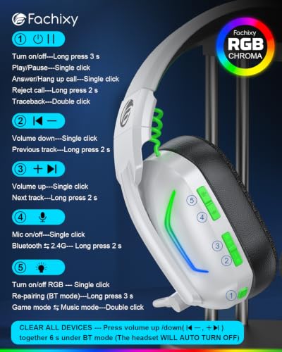 Thumbnail 8 de Fachixy FC300 Wireless Gaming Headset for PS5, PS4, PC, Switch & Mac