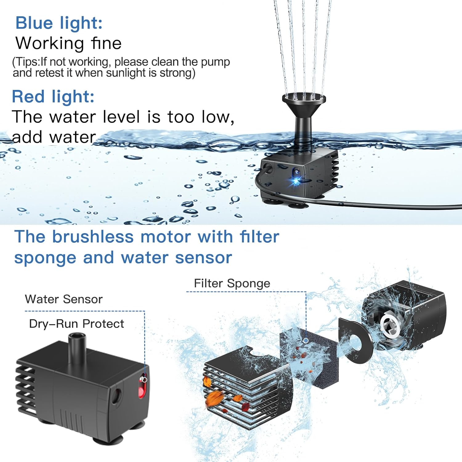 Thumbnail 3 de Biling Solar Fountain for Bird Bath with 6 Nozzles – Solar-Powered Water Feature Pump for Sunny Gardens