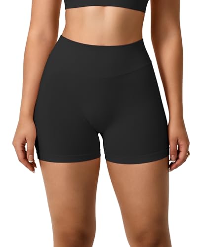 Detalle de TAYOEA Sport Shorts Damen – Kurze nahtlose Push-Up Hose mit Po-Lift in Schwarz, XL