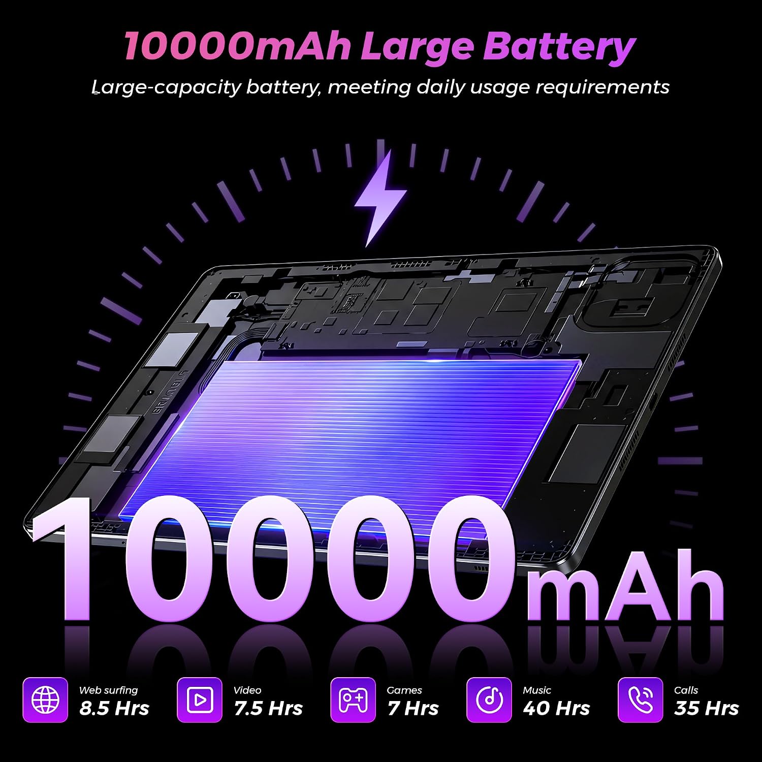 Detalle 1 de KibyBte 10.1 inch Tablet, Android 16, 32GB RAM, 512GB Storage