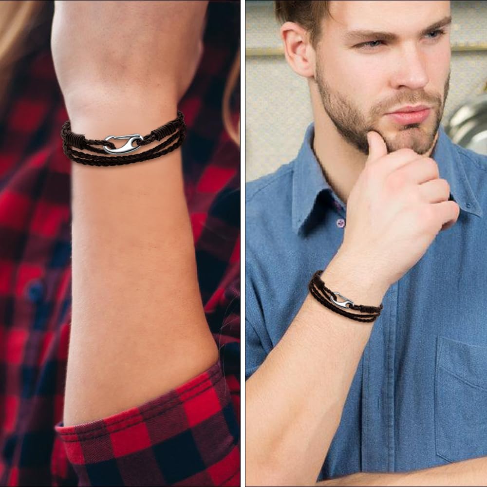 Detalle 1 de Viwind Lederarmband Damen Geflochten 19–20 cm
