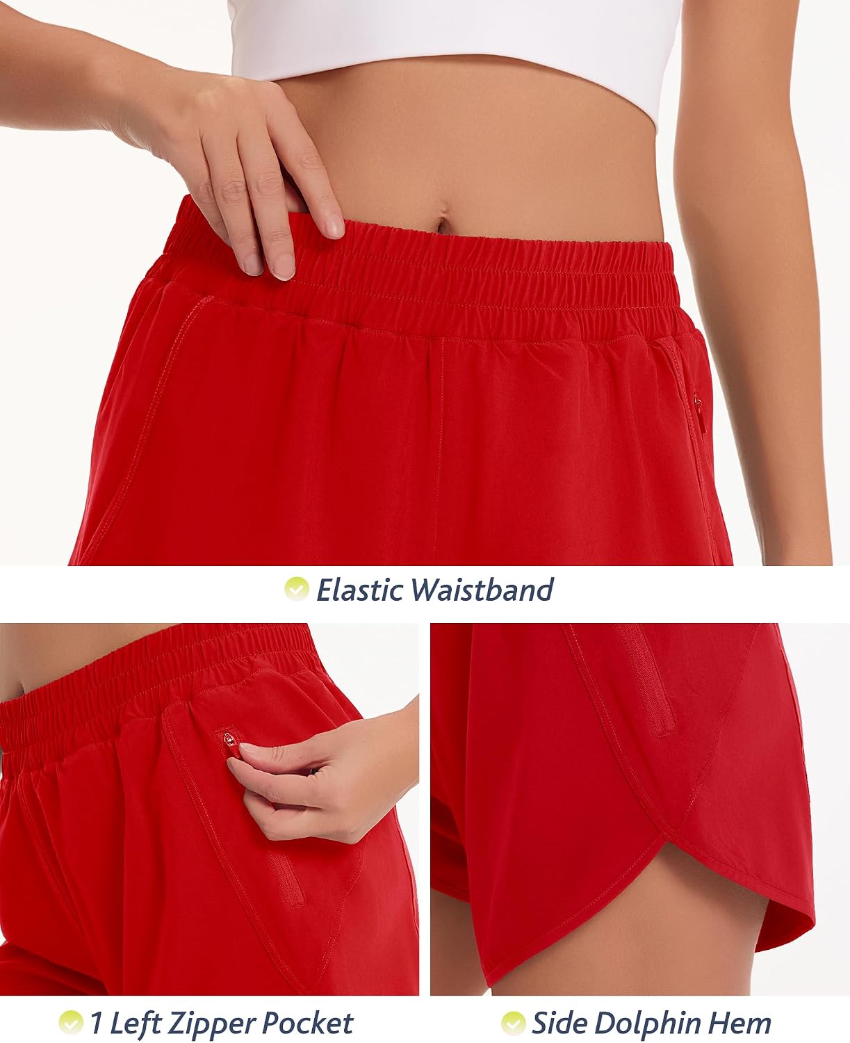 Thumbnail 4 de CAMPSNAIL Running Shorts for Women — 3" High-Waisted, Quick-Dry with Zipper Pocket and Built-In Liner