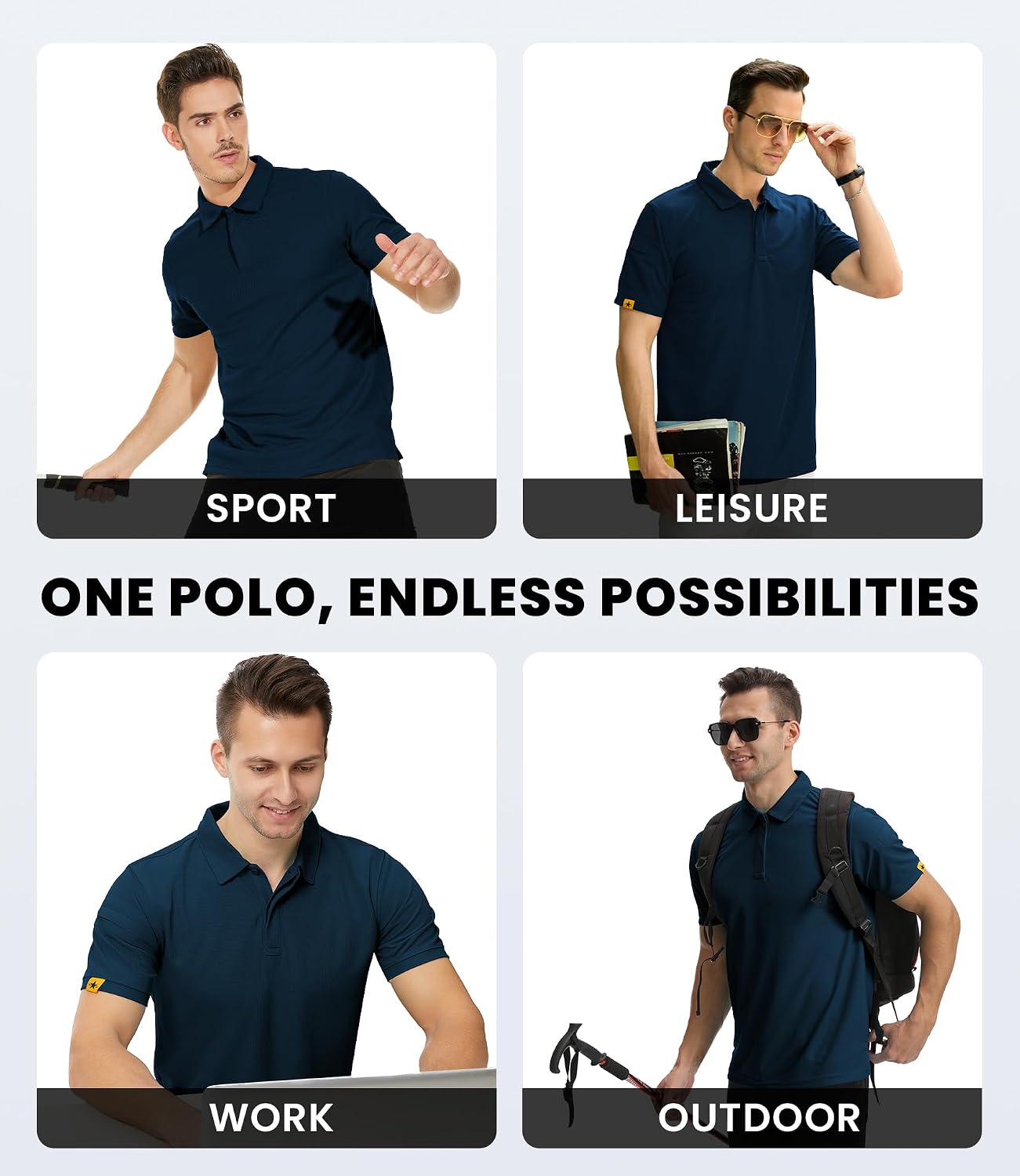 Detalle de V VALANCH Men’s Polo Shirts Short Sleeve Moisture-Wicking Golf Polo with Pocket