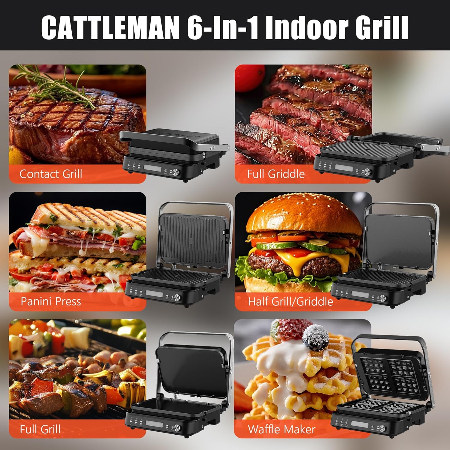 Thumbnail 5 de CATTLEMAN Panini Grill Press 1600W 🥪