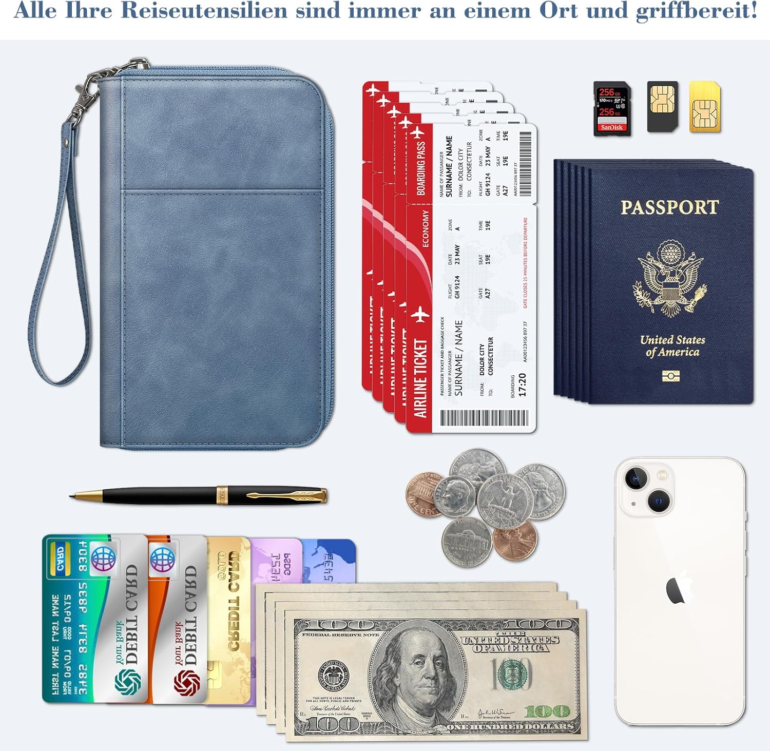 Thumbnail 2 de FINTIE Familien-Reisepass-Tasche Reiseorganizer mit RFID-Blockierung