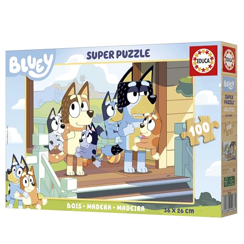 Detalle 2 de Educa 100 Bluey Puzzle de Madera para Niños 🧩 6+ años