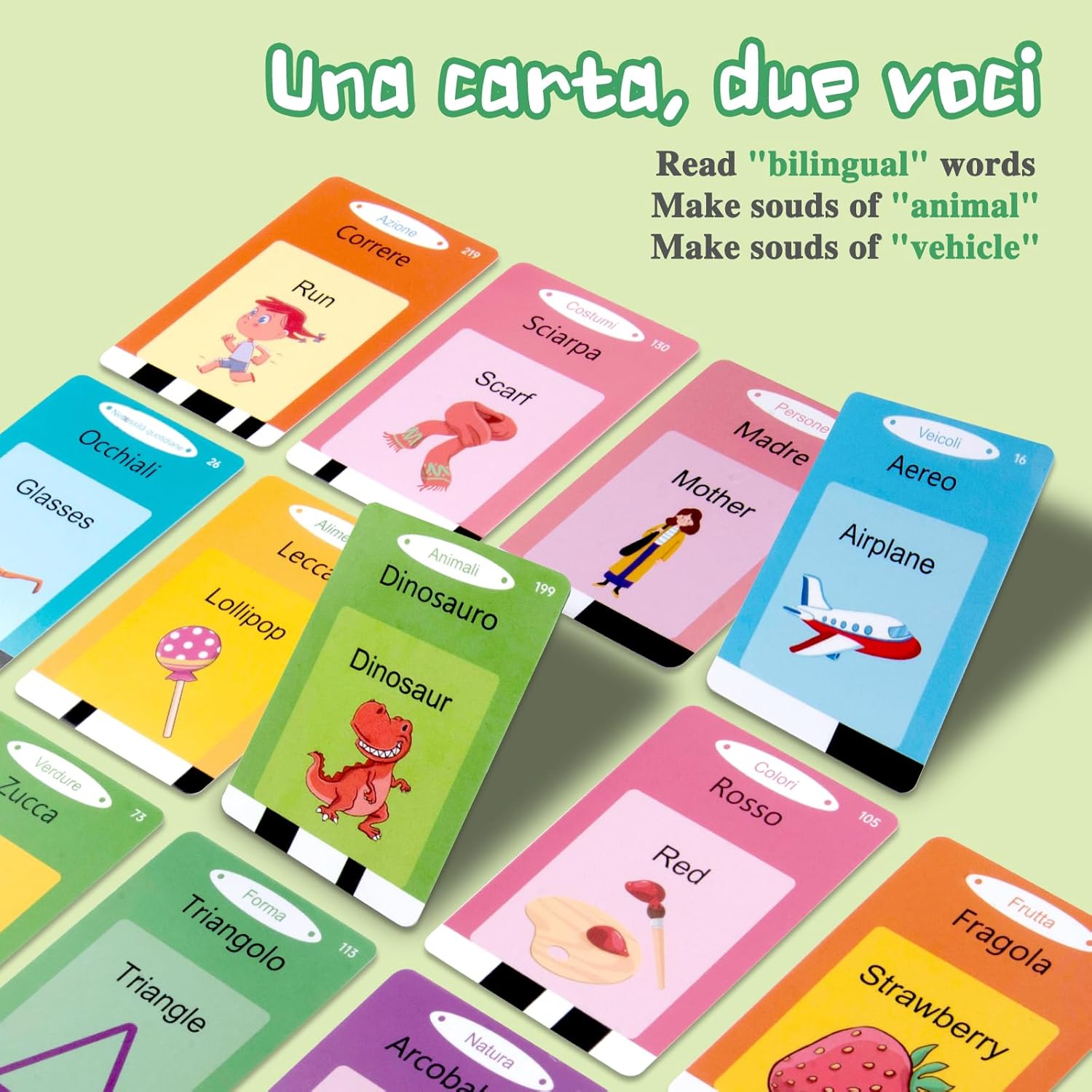 Thumbnail 2 de 224 Parole flashcards parlanti per bambini (italiano e inglese) Rosa, giochi Montessori prescolare 2 anni