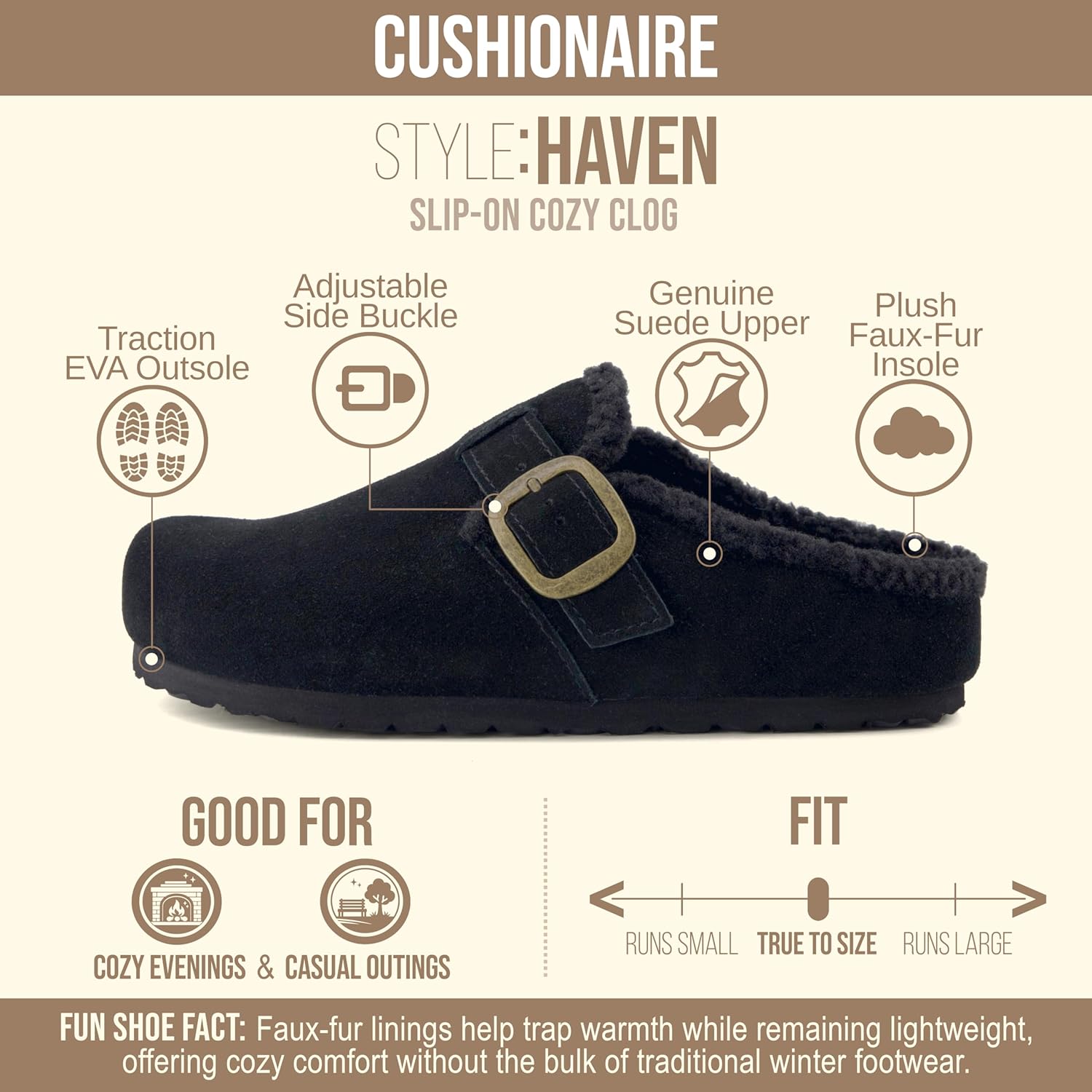 Detalle 2 de CUSHIONAIRE Haven Genuine Leather Clogs with Cork Footbed 👡