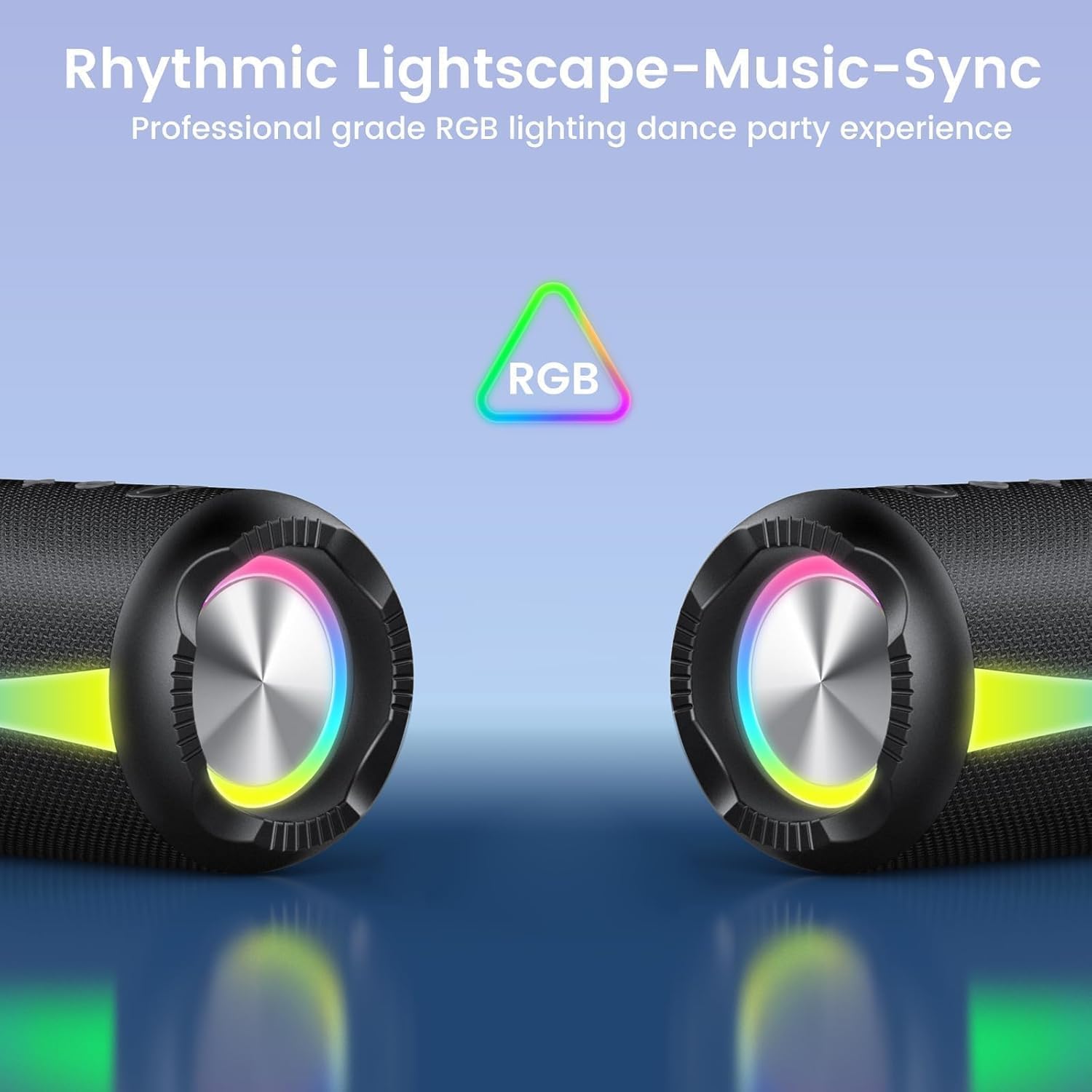 Detalle 2 de dotn Portable Bluetooth Speaker (Bluetooth 5.4, IPX7, 20H battery) with 7 RGB light modes & TWS pairing