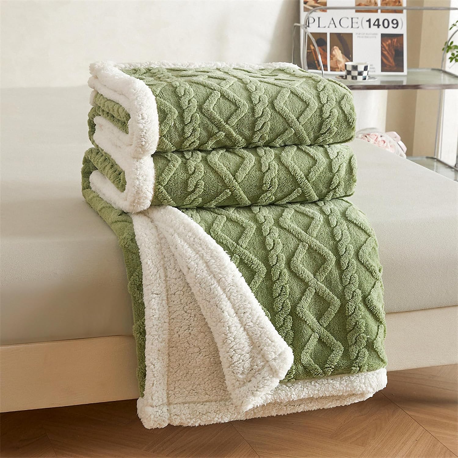 Detalle 2 de QOFLY Kuscheldecke Flauschig 150x200 Grün